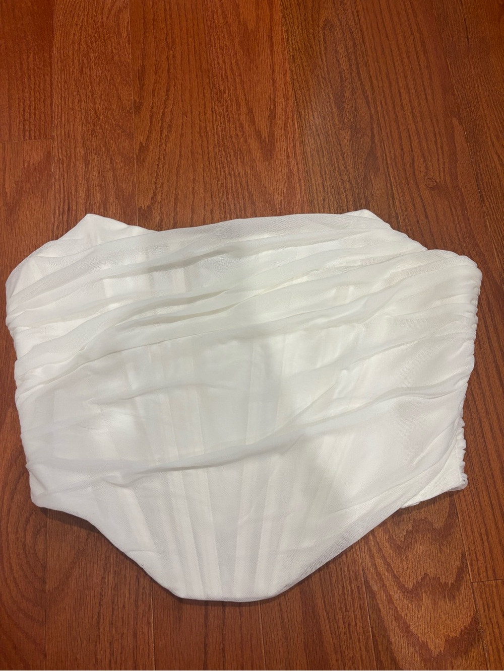 Amazon White Strapless Ruched Bustier Top